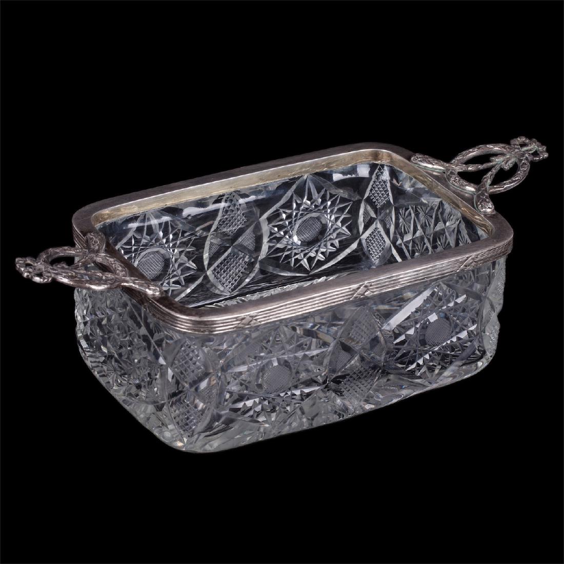 Russian imperial cut-glass bowl with silver — image 1