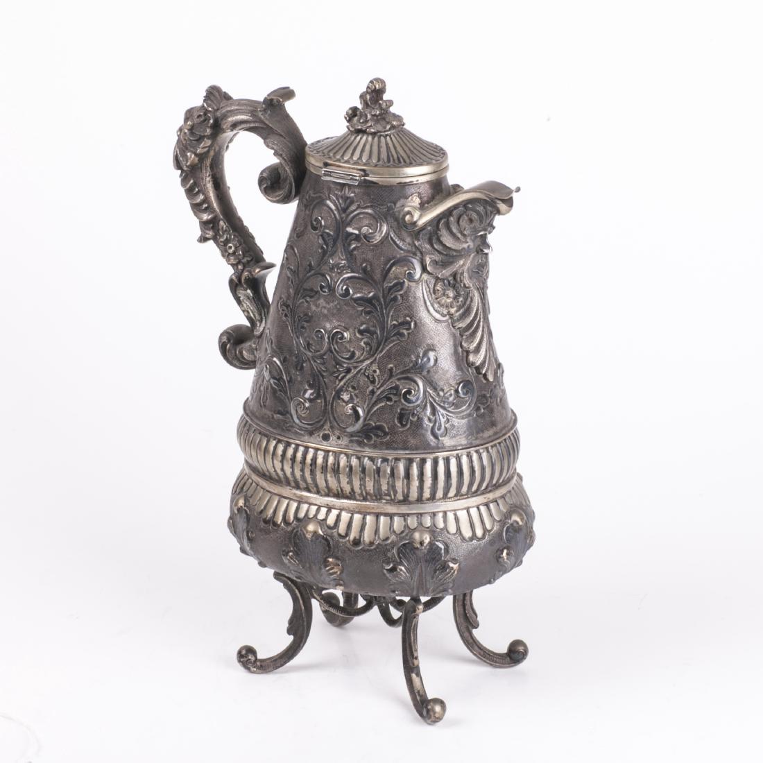 Antique silver water jug on legs — image 2