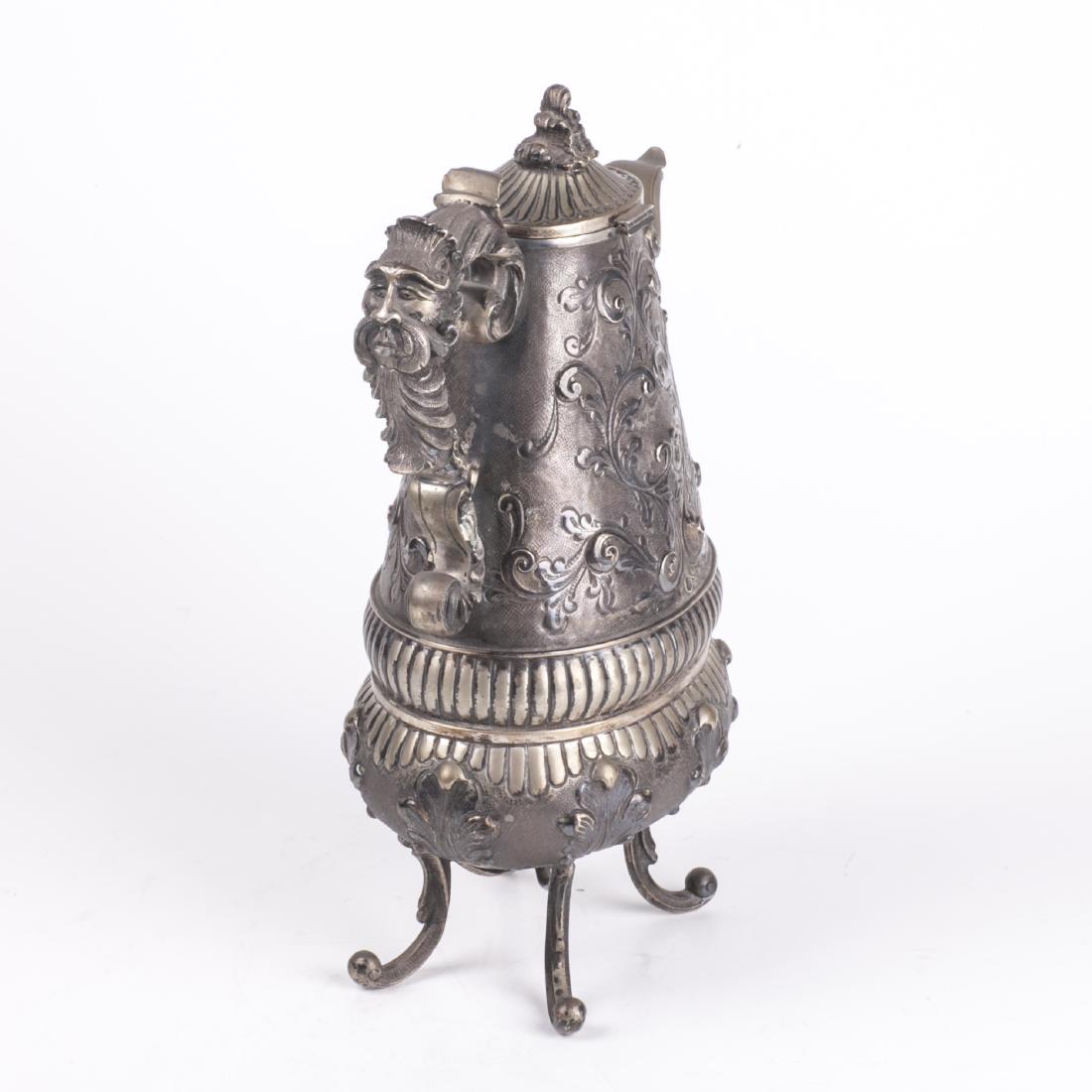 Antique silver water jug on legs — image 3