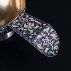 Russian silver enamel kovsh — image 3