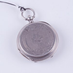 Hunting case silver pocket watch "Perret & Fils" — image 2