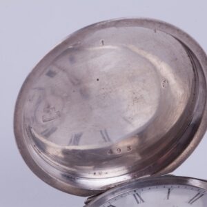 Hunting case silver pocket watch "Perret & Fils" — image 9