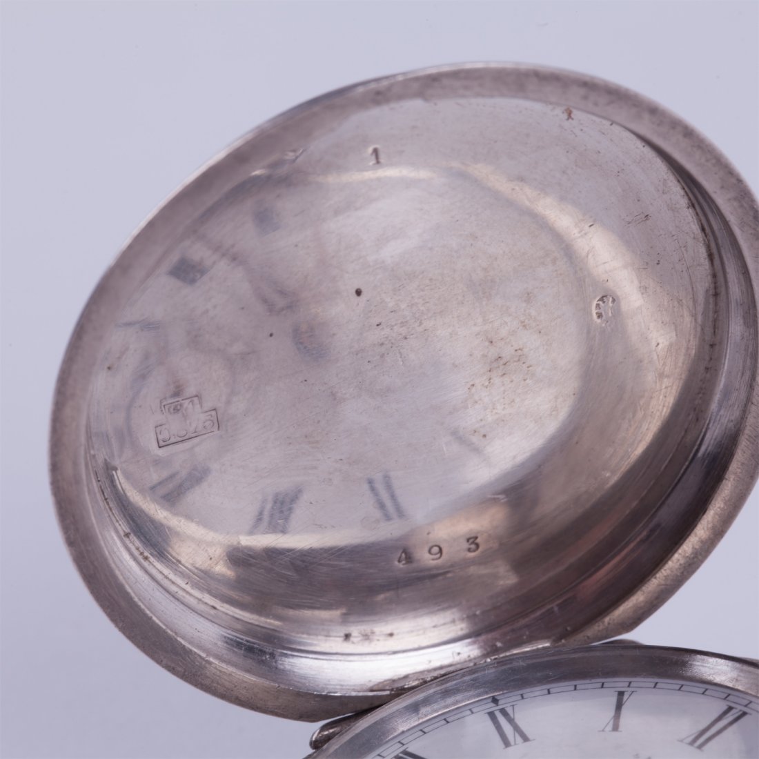 Hunting case silver pocket watch "Perret & Fils" — image 9