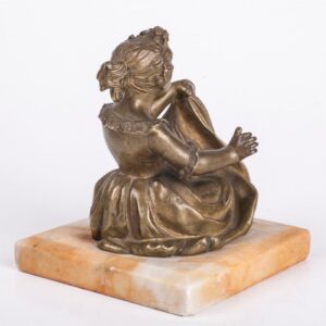 Bronze French figure of a girl on a marble stand — image 3