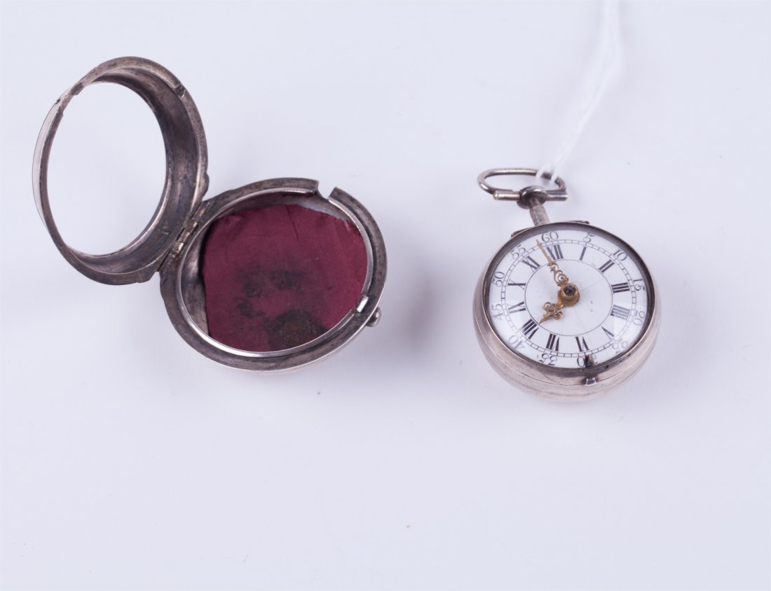 A Silver Pair case watch with key, — image 3