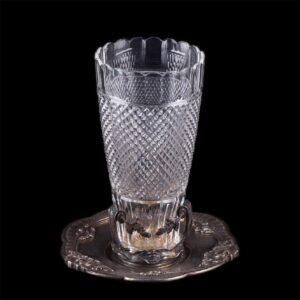 Antique Belgium crystal vase on silver stand — image 1
