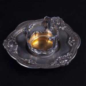 Antique Belgium crystal vase on silver stand — image 2