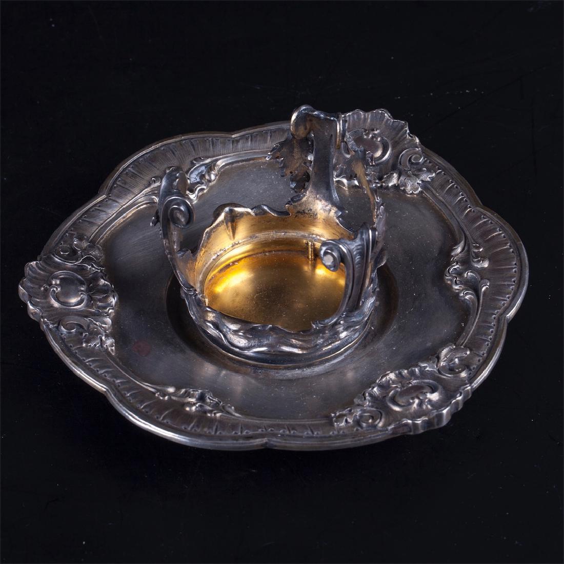 Antique Belgium crystal vase on silver stand — image 2