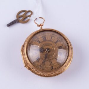 A Gold Repousse Pair case watch, signed Pasteur. — image 1