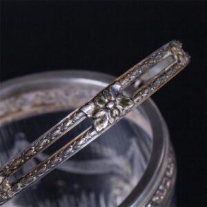 Glass ice bucket, caviar cooler, with silver rim and — image 2