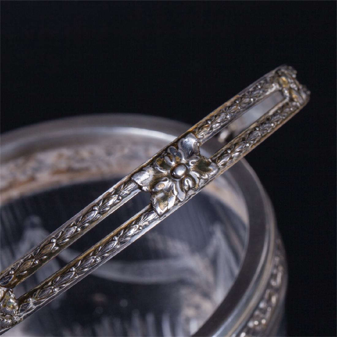 Glass ice bucket, caviar cooler, with silver rim and — image 2