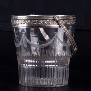 Glass ice bucket, caviar cooler, with silver rim and — image 3
