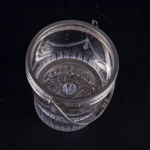 Glass ice bucket, caviar cooler, with silver rim and — image 4