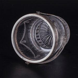 Glass ice bucket, caviar cooler, with silver rim and — image 6