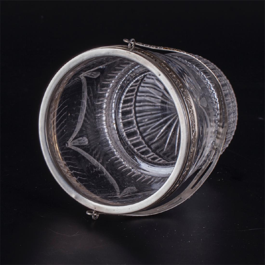 Glass ice bucket, caviar cooler, with silver rim and — image 6