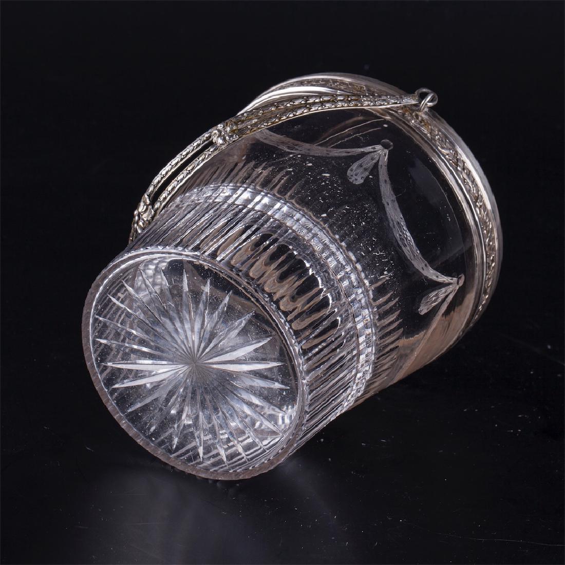 Glass ice bucket, caviar cooler, with silver rim and — image 7