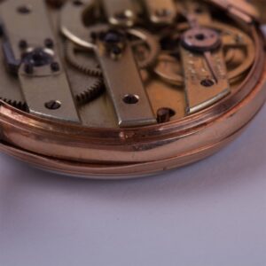 Open face gold pocket watch witch key. — image 5