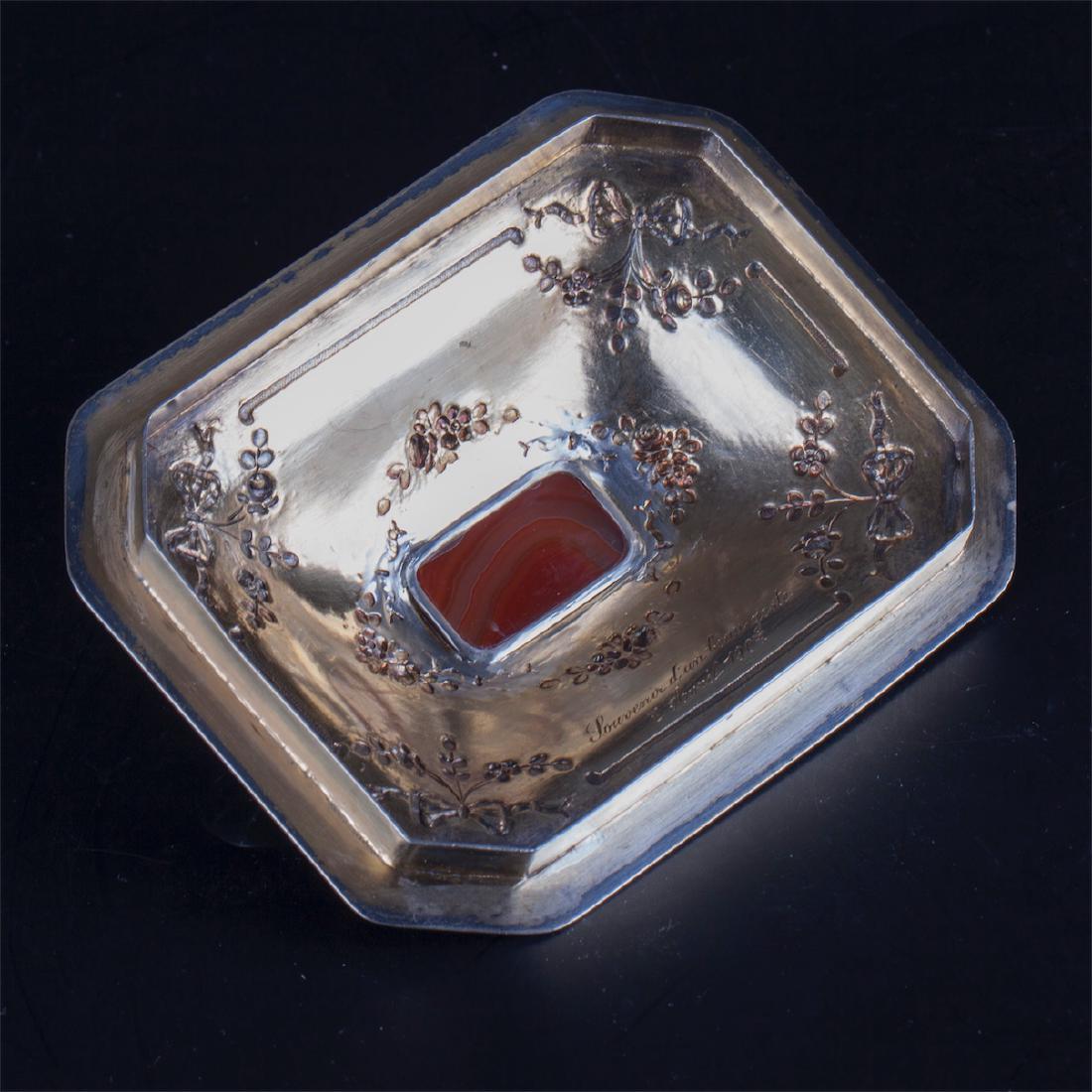 Silver mounted glass jewelry box with cornelian stone — image 4