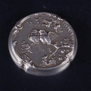 Antique French glass box with a silver top cover — image 2