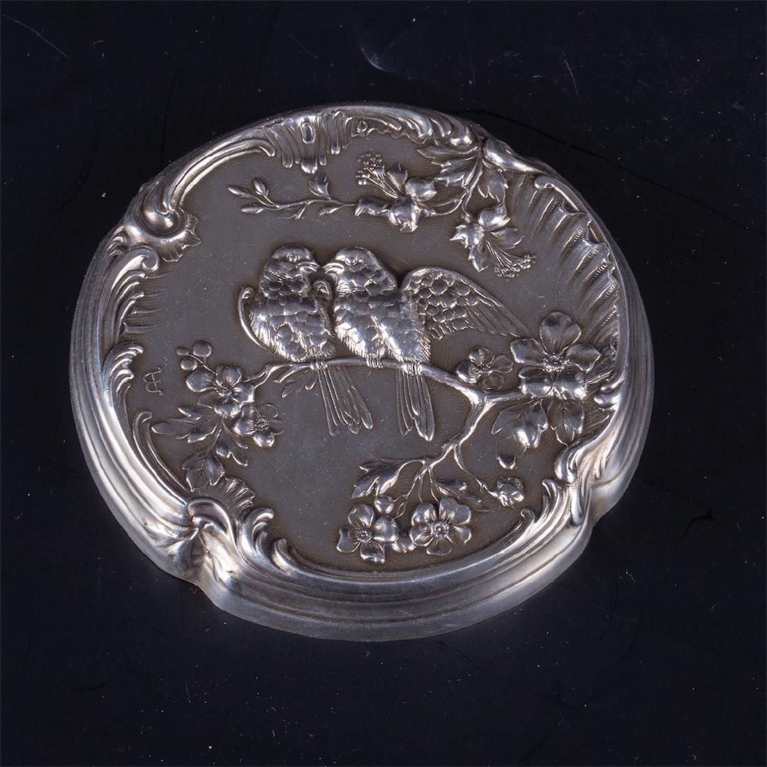 Antique French glass box with a silver top cover — image 2