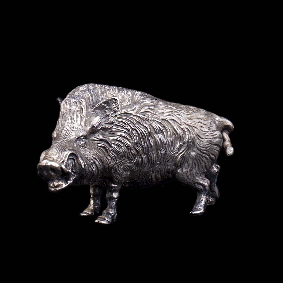Antique silver figure of wild boar — image 1