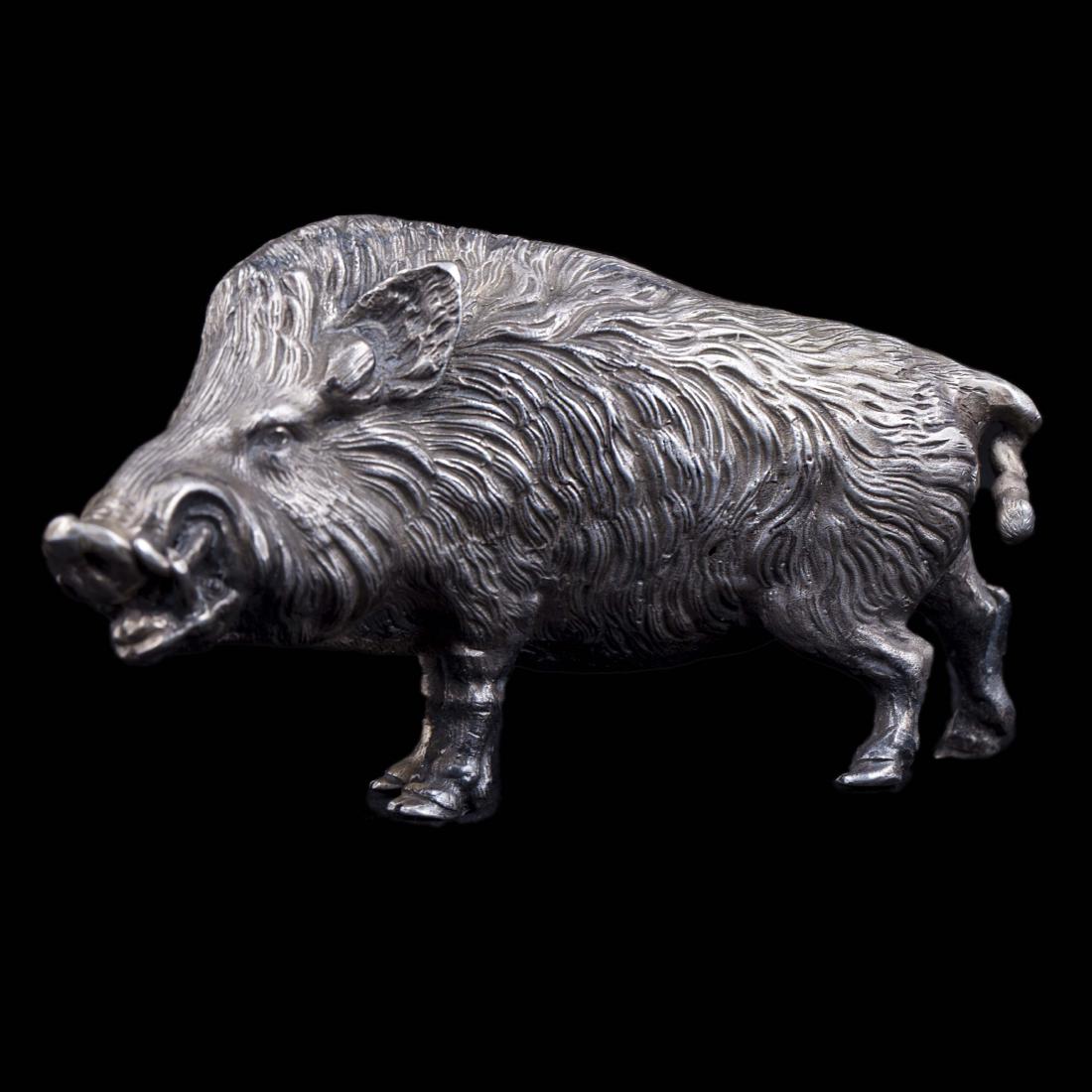 Antique silver figure of wild boar — image 3