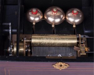 Antique music box with the bells — image 3