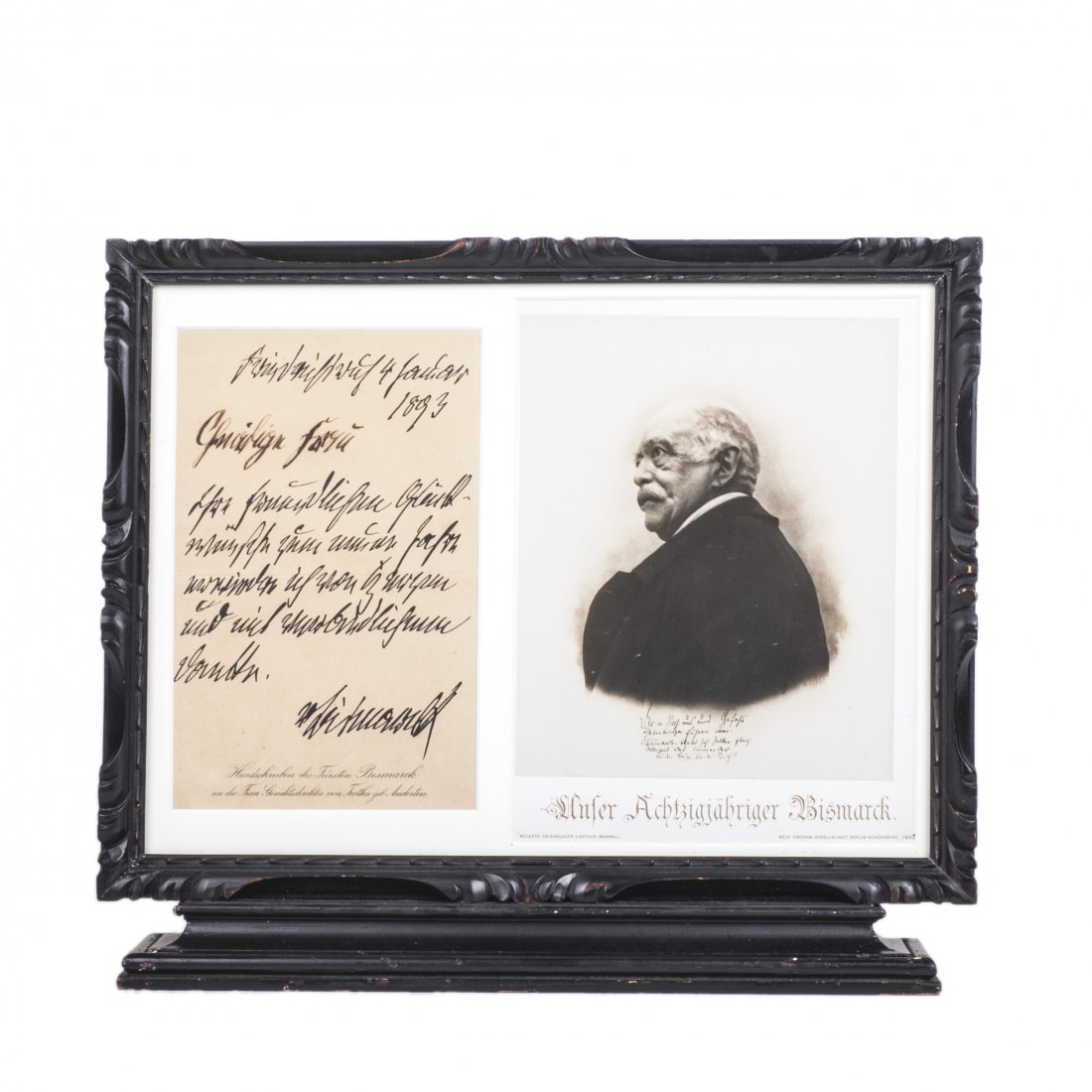 Frame with autograph letter of Bismarck and his — image 1