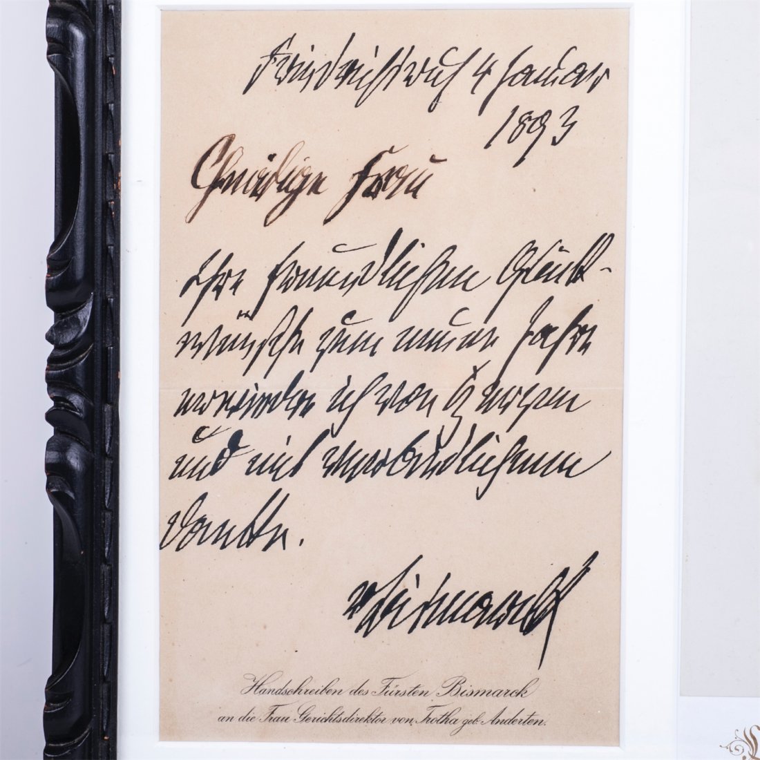 Frame with autograph letter of Bismarck and his — image 2