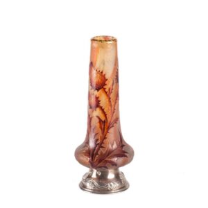 Antique French Daum Nancy vase with cast silver base — image 1