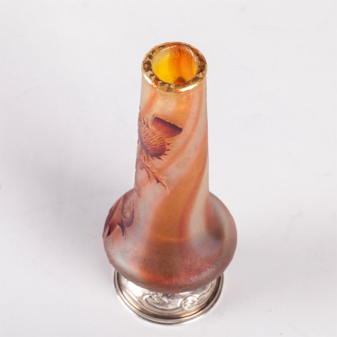 Antique French Daum Nancy vase with cast silver base — image 4