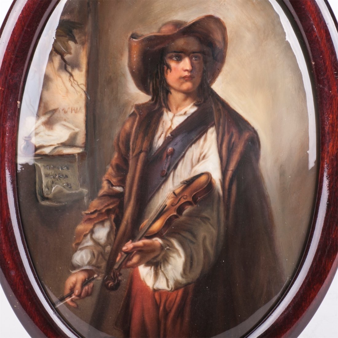Plaque with a portrait of the violinist in a wooden — image 2