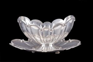 Italian massive silver fruit bowl with a tray — image 1