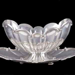 Italian massive silver fruit bowl with a tray — image 1