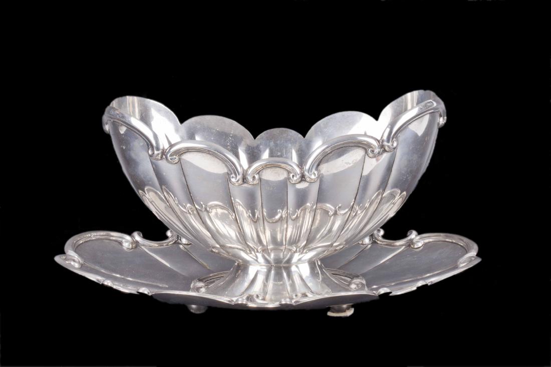 Italian massive silver fruit bowl with a tray — image 1
