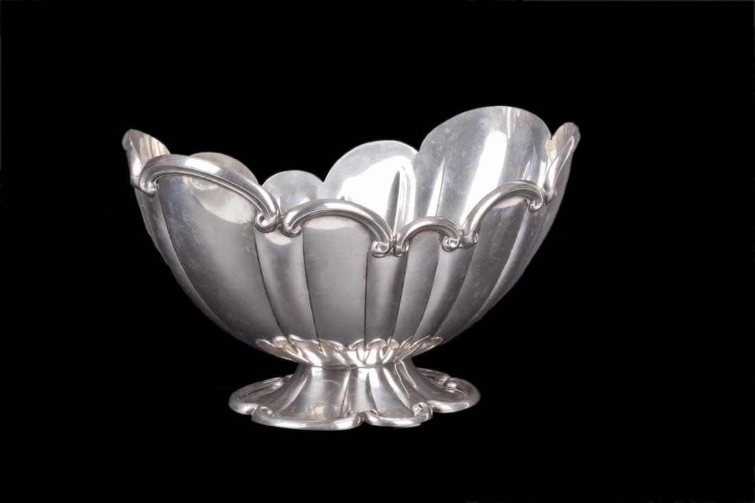 Italian massive silver fruit bowl with a tray — image 4