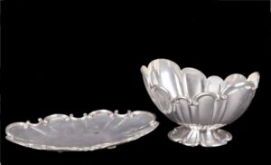Italian massive silver fruit bowl with a tray — image 5