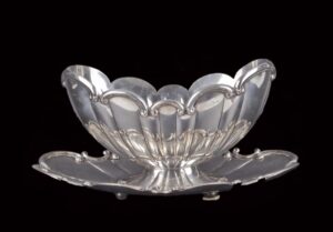 Italian massive silver fruit bowl with a tray — image 8