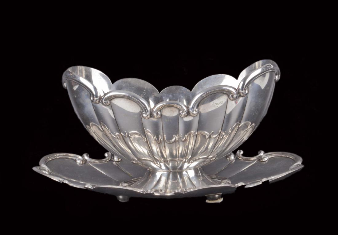 Italian massive silver fruit bowl with a tray — image 8