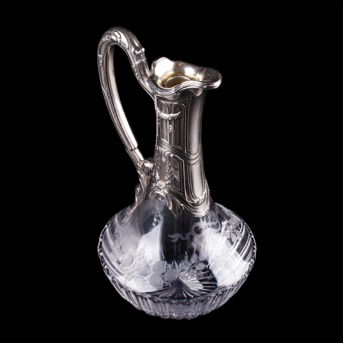 Antique crystal decanter with silver inserts — image 2