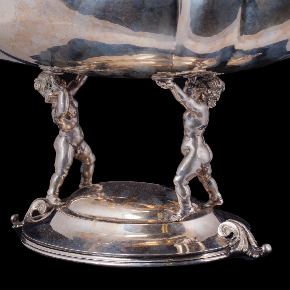 Massive Italian silver centerpiece on putti legs — image 3