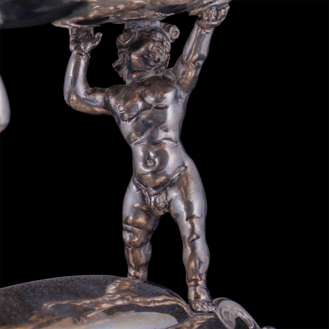Massive Italian silver centerpiece on putti legs — image 4
