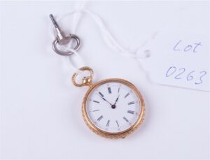 Open face gold pocket watch. — image 2