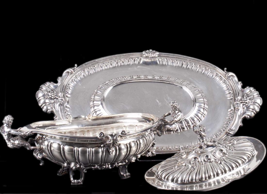 Big silver serving dish/centerpiece in a 3 pieces — image 4