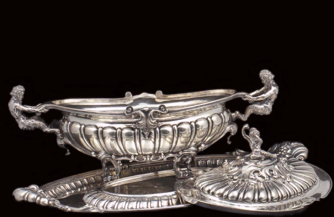 Big silver serving dish/centerpiece in a 3 pieces — image 6