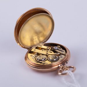 Gold half hunting pocket watch. — image 4