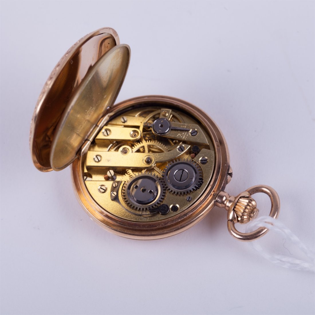 Gold half hunting pocket watch. — image 5