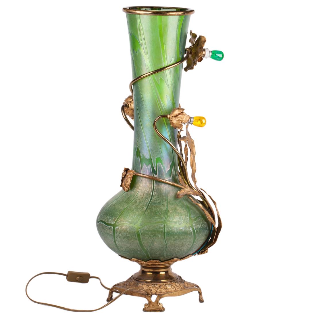 Huge Art Nouveau Loetz lamp vase — image 3