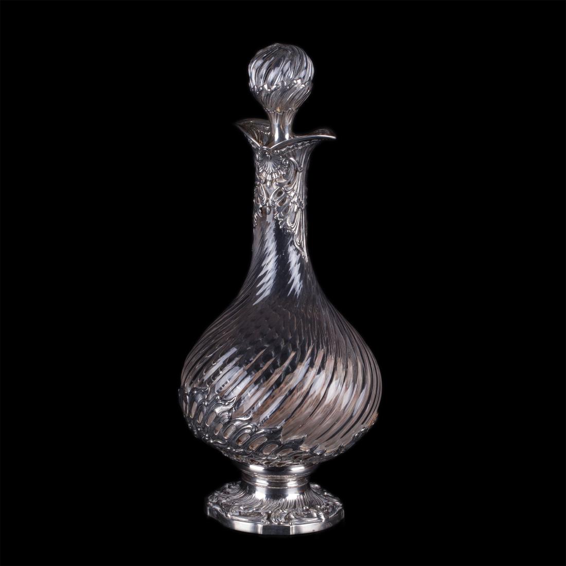 Antique French silver mounted decanter — image 1