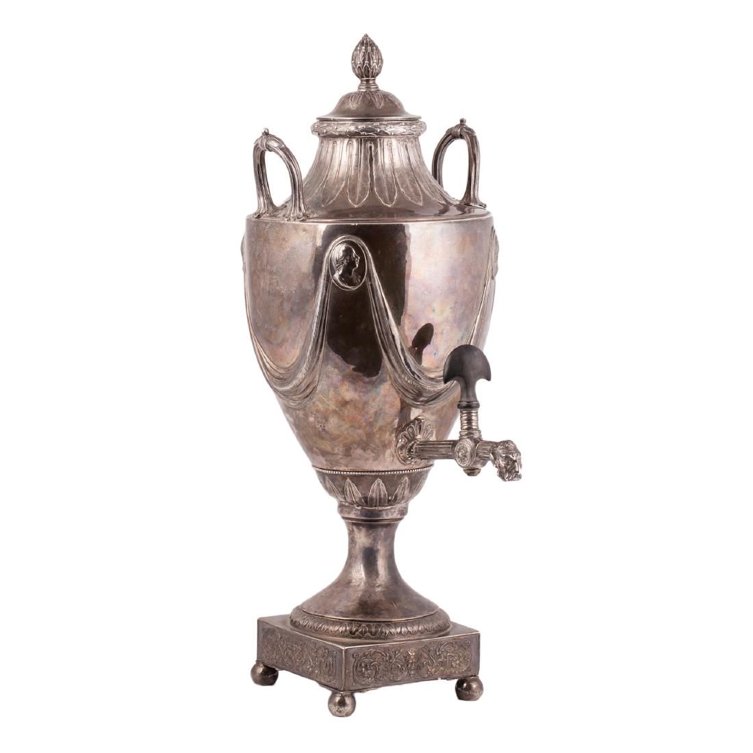 18th century English sterling silver samovar — image 1